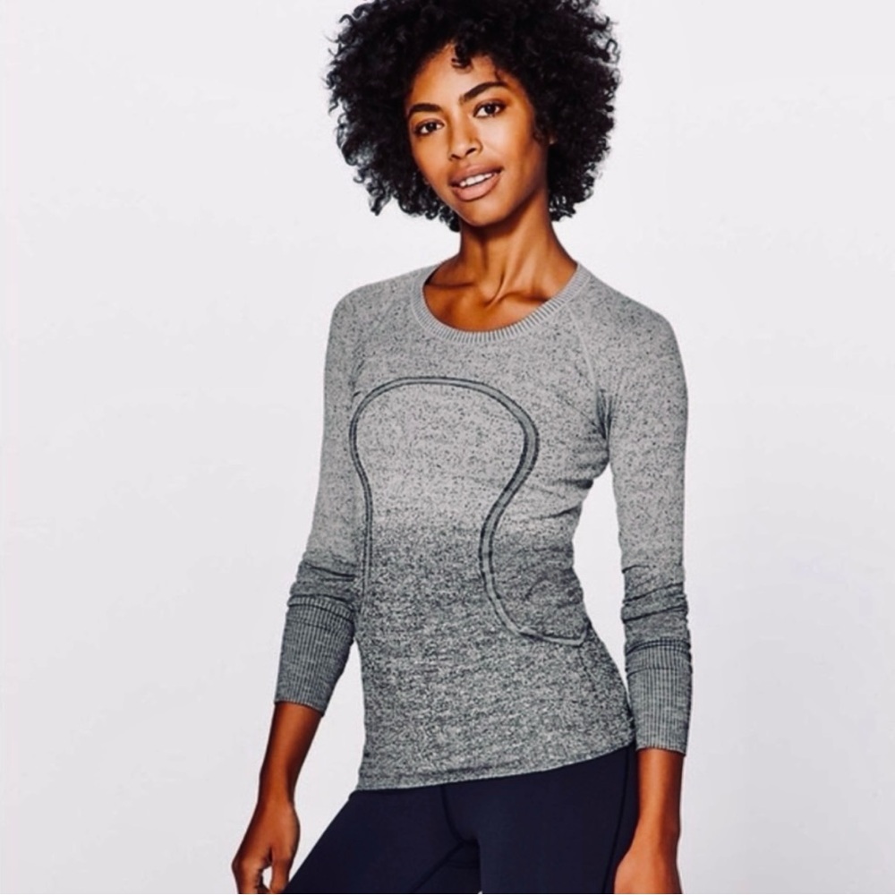 Lululemon Swiftly Tech long  sleeve size 4 grey and black ombré
